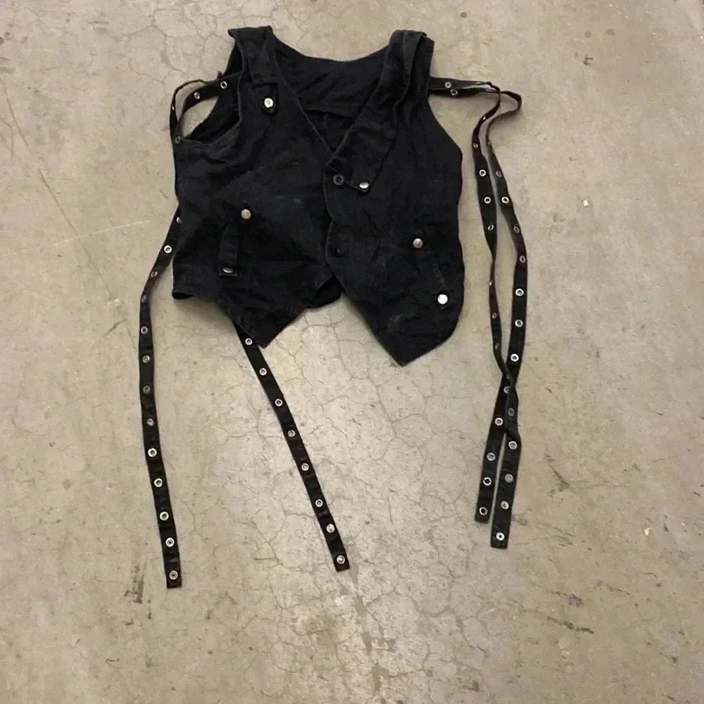 Goth‎ black  denim vest